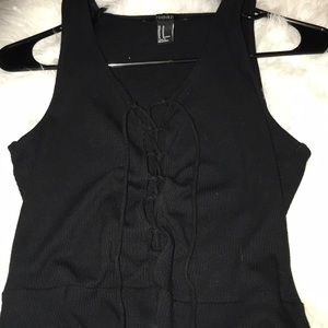 black lace up body suit
